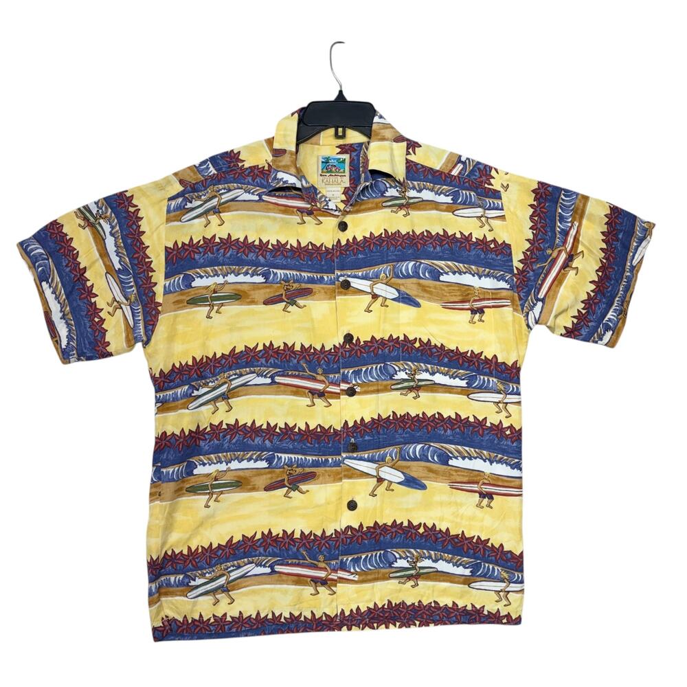 Vintage Kahala Shirt Ron Anderson Mens Small Yellow Surfing Hawaiian Camp 90s